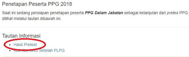Pengumuman Hasil Pretest Ppg Dalam Jabatan Tahun 2017 Info Ketenagaan