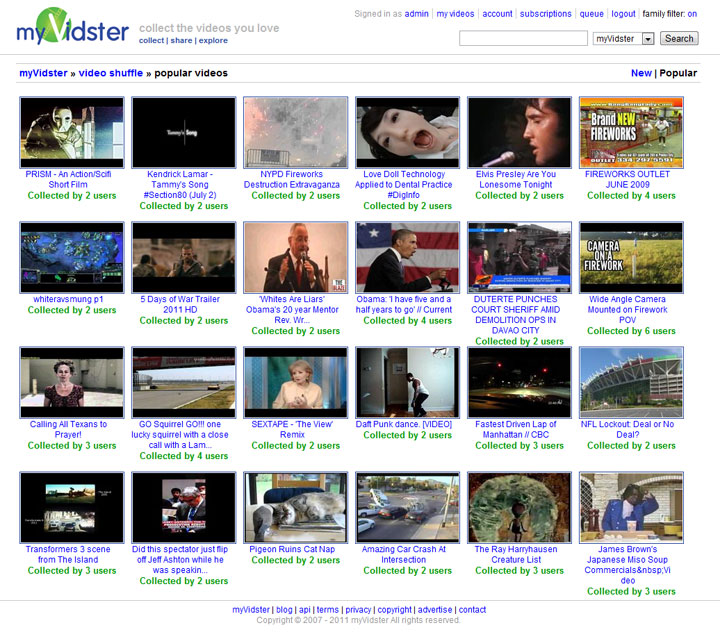 Video Shuffle Wall: A new way to discover videos on myVidster.