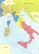Cartina geografica dell'Italia 1814-15. L'Italia dopo il congresso di Vienna . cartina italia