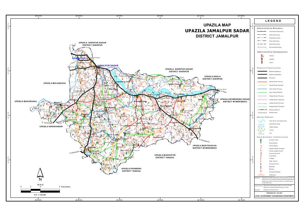 Jamalpur Sadar Upazila Map Jamalpur District Bangladesh