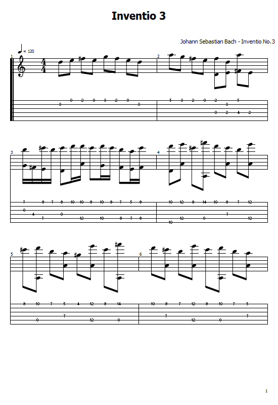 Invention 3 Tabs Bach - How To Play Invention 3 BWV 774 Bach Song On Guitar Tabs & Sheet Online