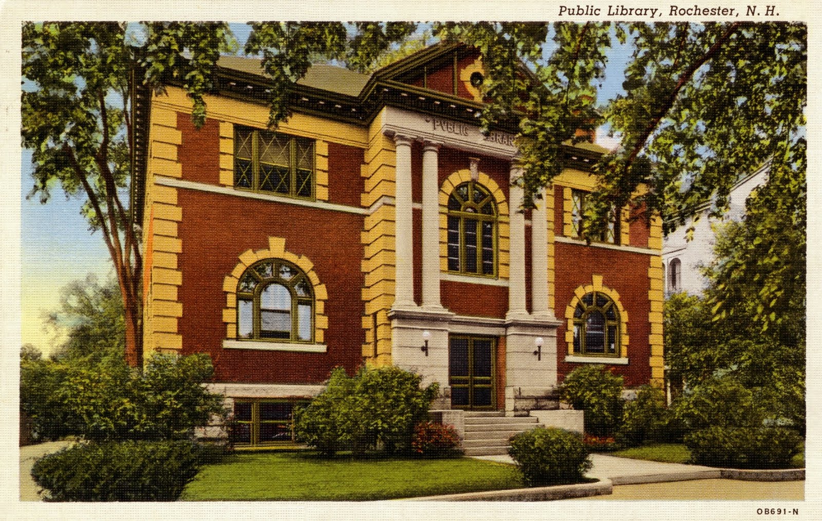 Library Postcards 1941 Public Library, Rochester, New Hampshire