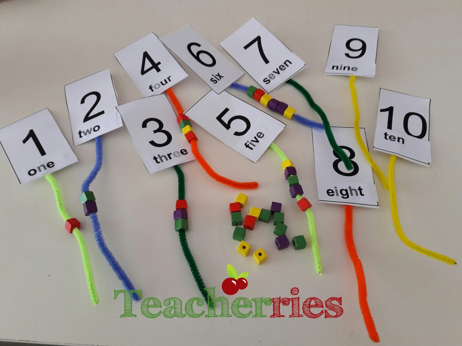 Teacherries Numbers, beads and pipe cleaners!!!