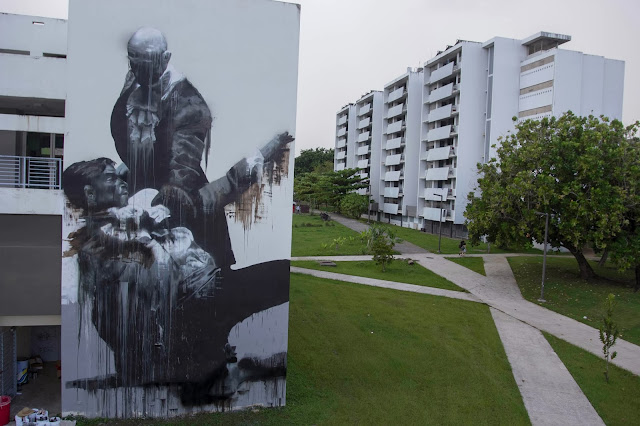 "San Juan Fight Club" New Street Art By Conor Harrington In Puerto Rico For Los Muros Hablan 2013. 3