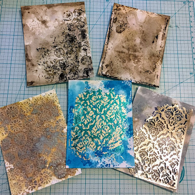 Frilly and Funkie: Saturday Showcase - Mixed Media Foiling Technique with SewPaperPaint #mixedmedia #timholtz #cardmaking #tutorial #technique #ideaology #rangerink #foiling #gluestick #sizzix #foundrelatives #paperdolls #distressink #distressoxide #vintage #stencil #diecut #cards #sewpaperpaint #autumnclark