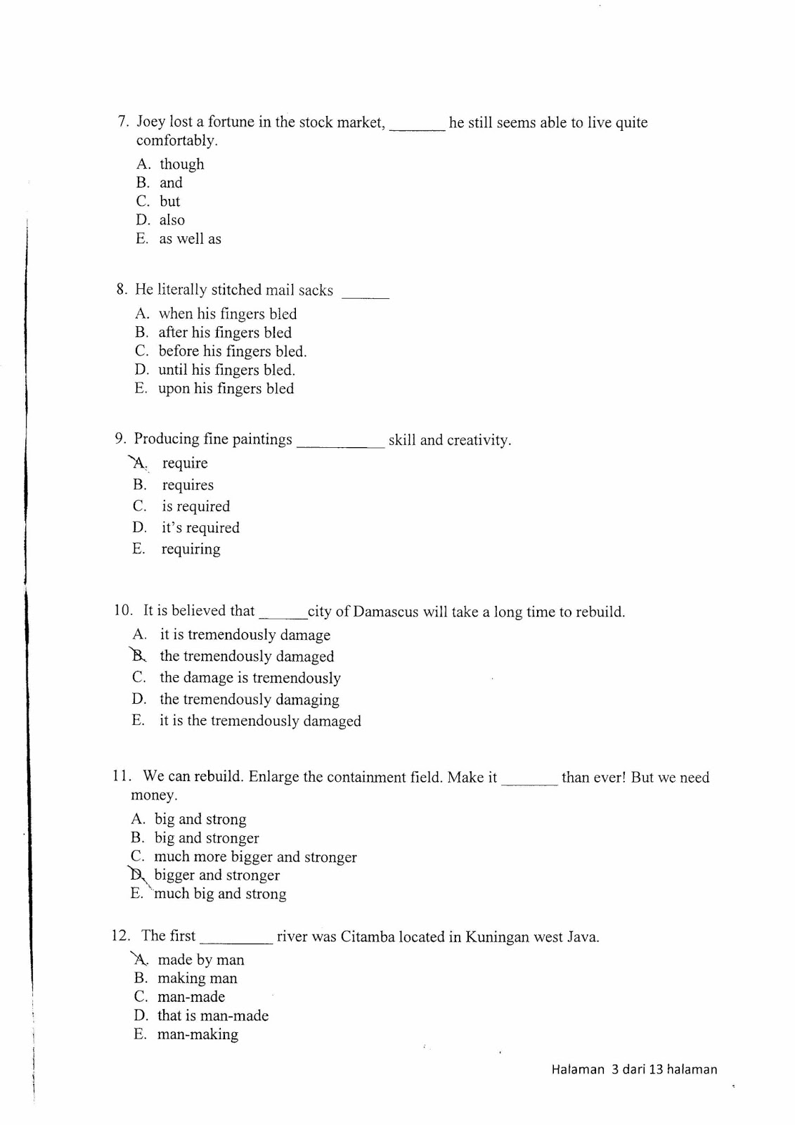 Soal Ujian Masuk Sekolah Kedinasan STIS 2015 Bahasa