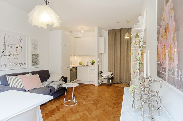 Kitnet ou quitinete decoração minimalista 35 m². Blog Achados de Decoração