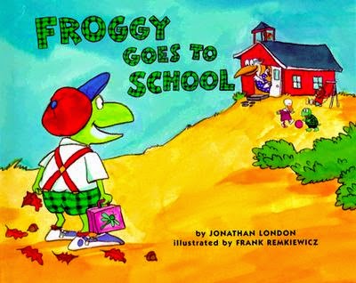 http://www.amazon.com/Froggy-Goes-School-Jonathan-London/dp/0140562478/ref=sr_1_1?s=books&ie=UTF8&qid=1411321747&sr=1-1&keywords=froggy+goes+to+school