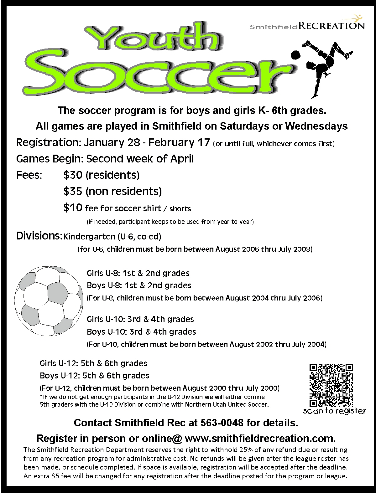 Smithfield Recreation Center Spring Sports Signups