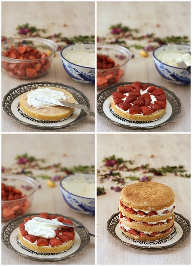 tarta de fresas y rosas