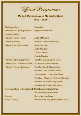 Official Programme in memory Nelson Mandela