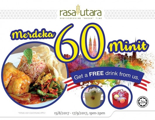 RASA UTARA MERDEKA 60 MINIT | Percuma Minuman Mengikut Pilihan dengan Pembelian Rice Meal atau Noodle di Rasa Utara