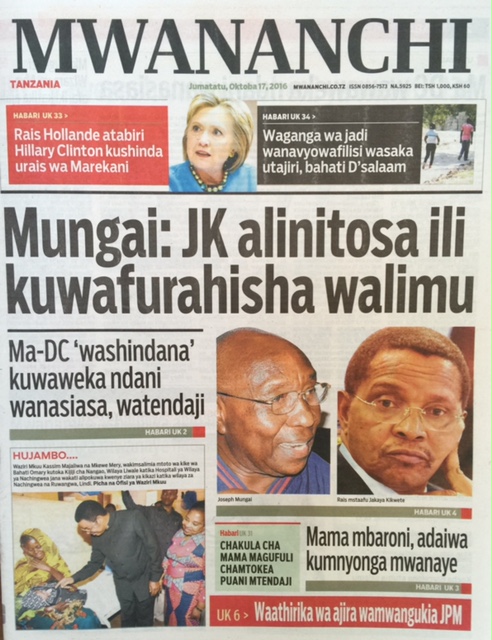 Mungai:Kikwete Alinitosa ili Kuwafurahisha Walimu..Magazeti ya Leo