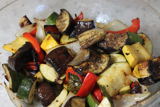 A platter of grilled vegetables