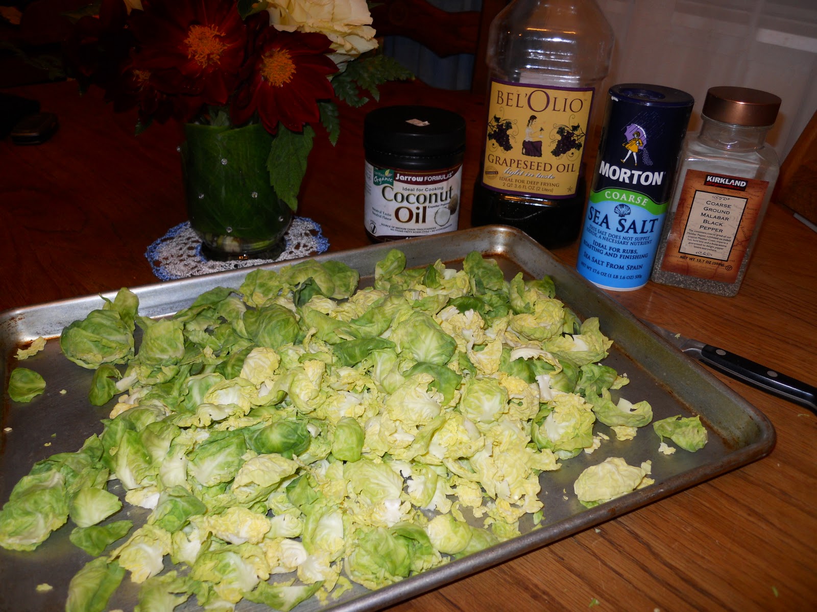 Once A Week Vegan Roasted Brussel Sprout leaves