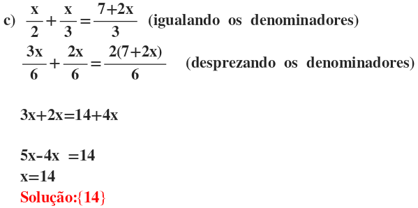 equações do 1 grau com fração exercicios resolvidos