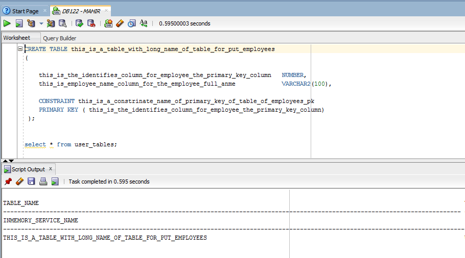Oracle Database 12c Release 2 - Long Identifiers