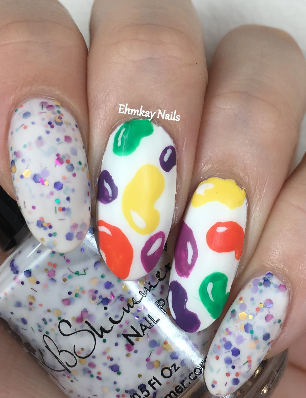 ehmkay nails Jelly Bean Nail Art for Easter with KBShimmer Tempting Fete
