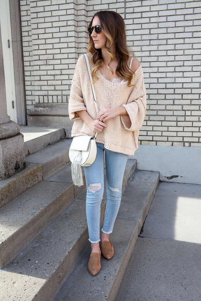 The perfect slouchy sweater. Layer it with a lacy cami for a pretty detail. 