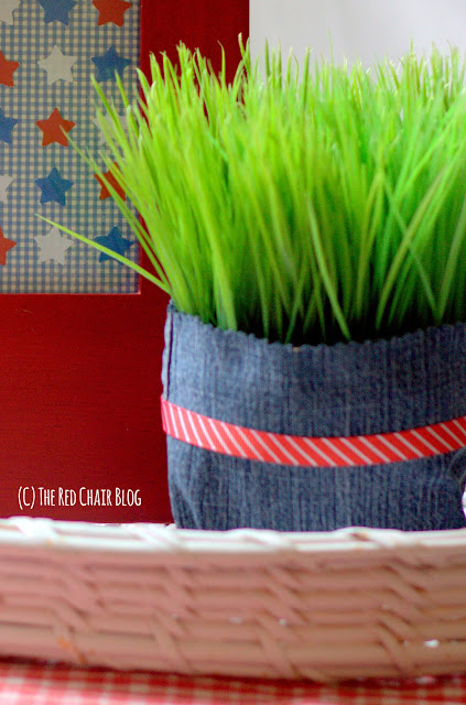 Easy DIY 4th of July vignette with plant and star collage at The Red Chair Blog