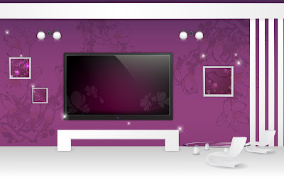 Furniture And Interior Arts Design - Purple-white Home Theater