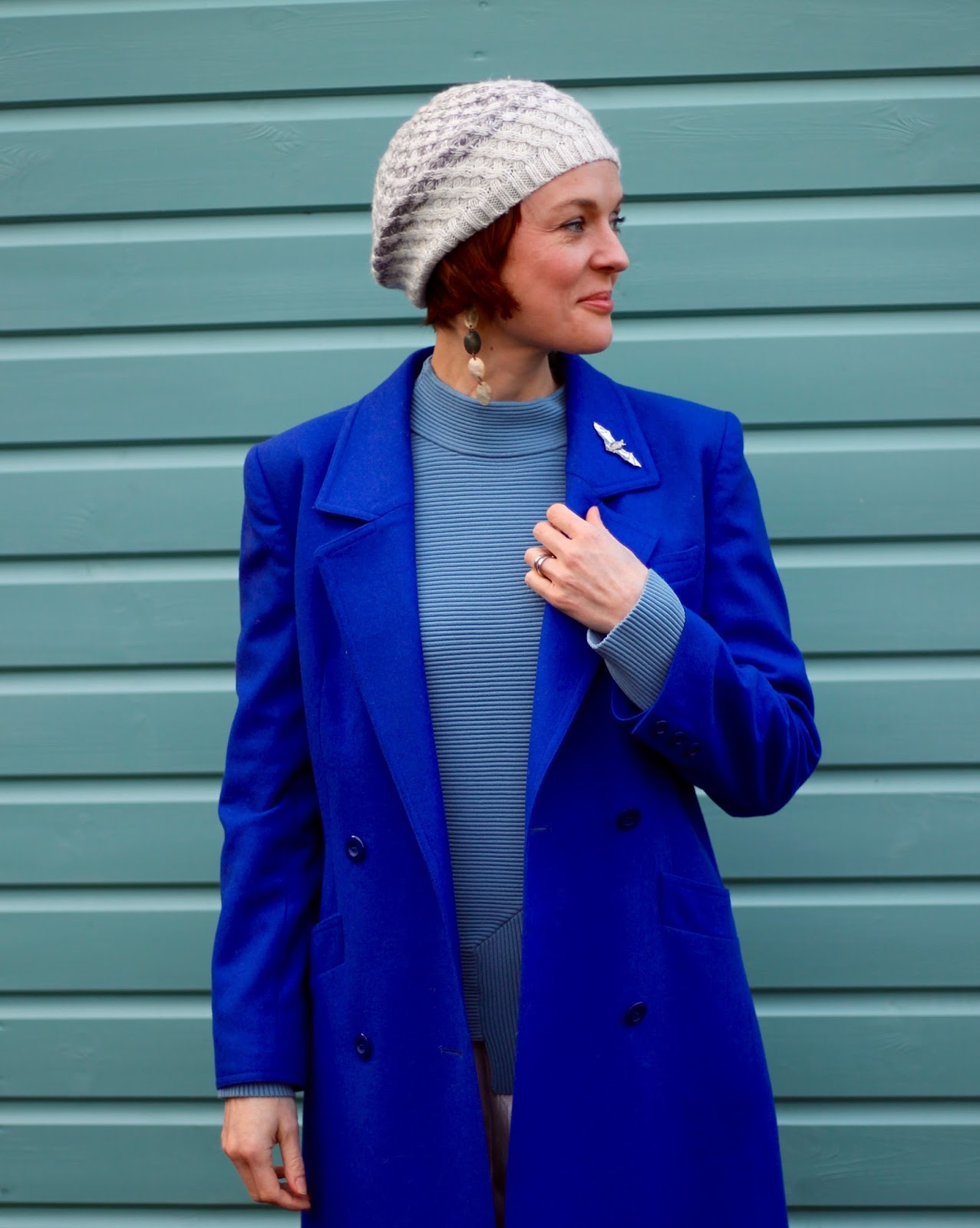 Wearing Blue & Silver in Winter | Maxi Skirt and Cobalt Coat