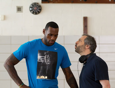 LeBron James and Judd Apatow on the set of Trainwreck