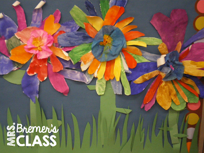 Spring art activity for Kindergarten- making flowers using warm and cool colors. Art lesson ideas and craftivities for hands on learning. #kindergarten #kindergartenart #art