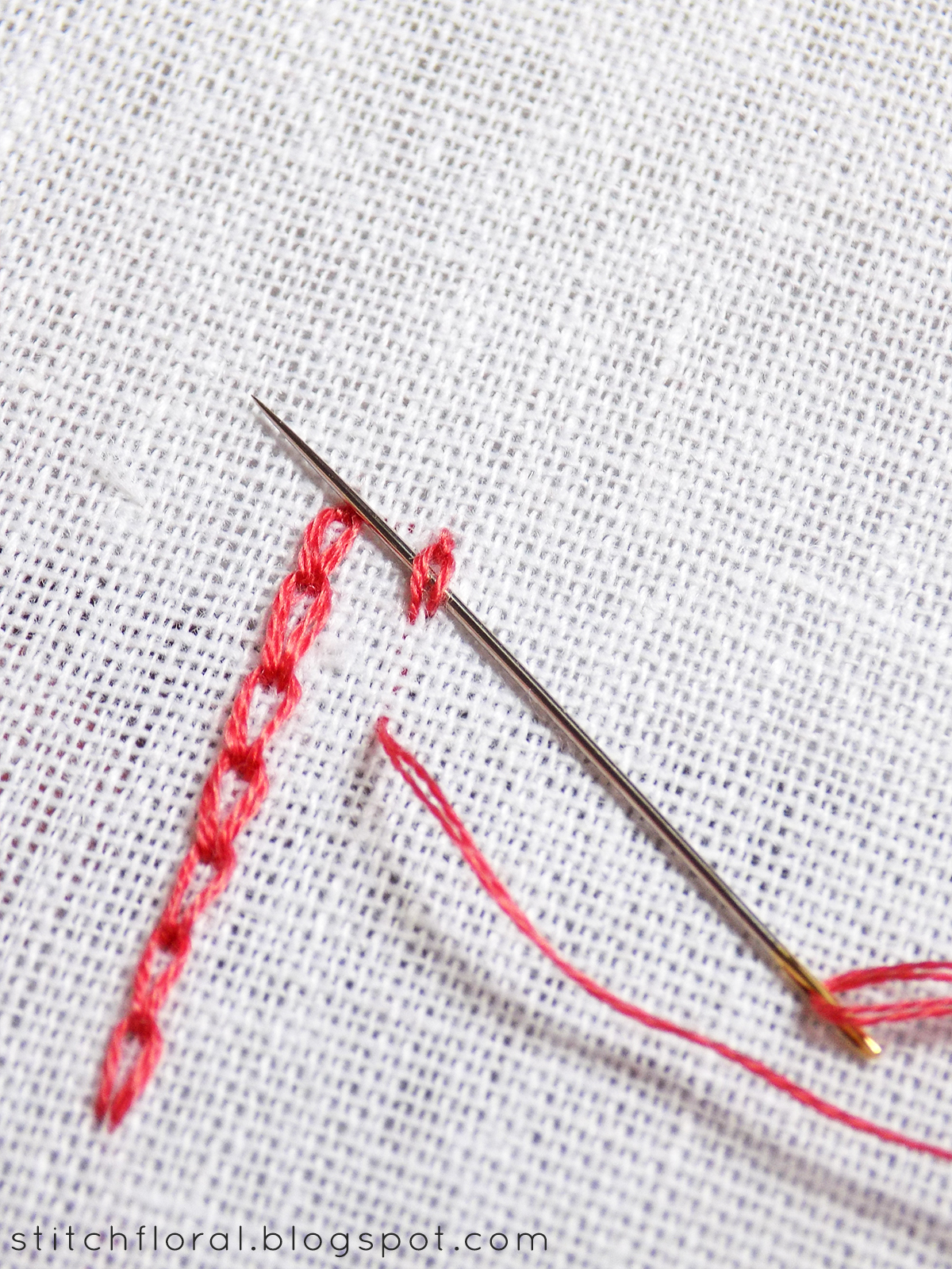 Chain stitch and its faces (+ reverse chain stitch and broad chain