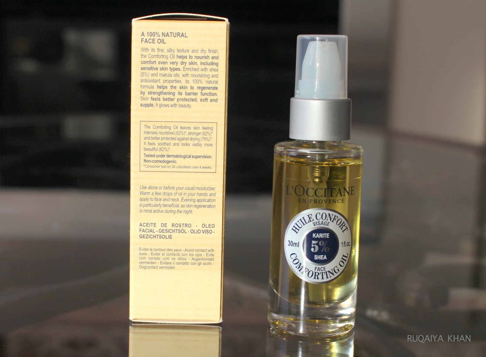 Ruqaiya Khan L'Occitane Shea Face Comforting Oil Review