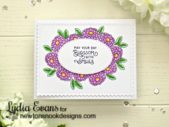 Blossom Flower Card by Lydia Evans | Garden Starter Stamp Set & Garden Window Die | Newton's Nook Designs #newtonsnook