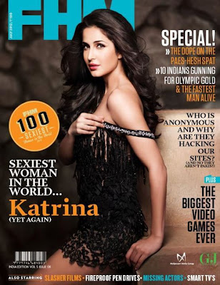 Katrina Hot on the Cover Page of  FHM India -July 2012 edition