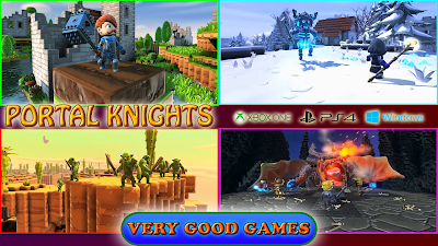 A banner for the review of Portal Knights - an adventure game for PlayStation 4 and Xbox One, for Windows computers