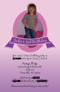 Custom Printables Sadie's bouncy third birthday party invitation