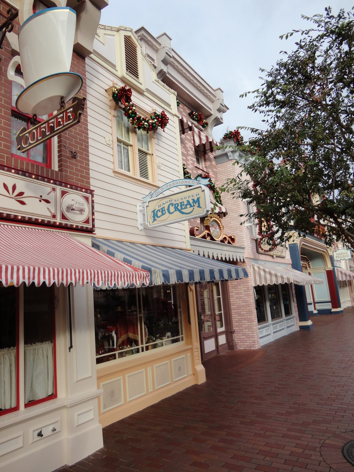 Disneyland Main Street Carnation Cafe down Alleyway with Fortuosity Shop