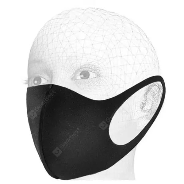 Breathable Dustproof Face Mask Fashion Washable Polyester Sponge - Black Adult