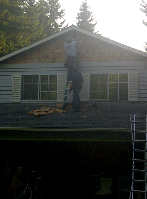The Slow Life New Cedar Shingles on our Front Gable