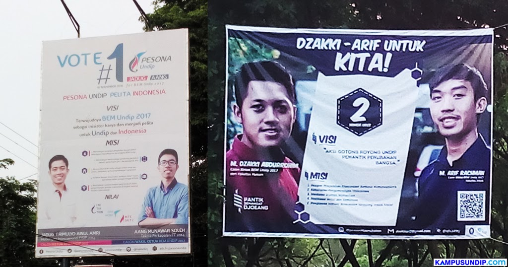 Kampanye Pemira Undip 2 Pasang Calon Gencarkan Pemasangan Spanduk Kampusundip Com