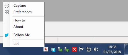 EasyScreenOCR icona e men contestuale area notifica Windows