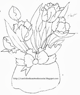 risco de cachepo com tulipas para pintar