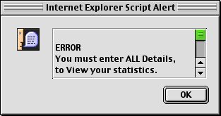 Alert( ) box for blank user name or password fields