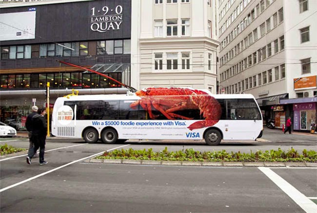 Creative Bus Campaign Featuring Giant Lobster for Food Festival in Wellington
