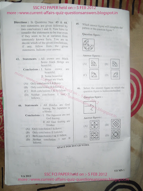 5 FEB 2012 SSC FCI PAPER (35-46) | QUESTION PAPER - CURRENT AFFAIRS ...