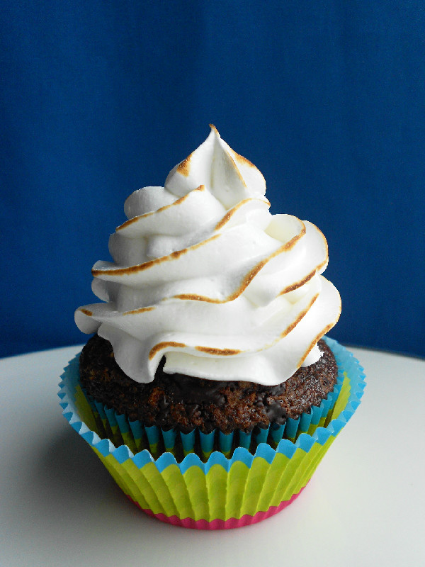 Chocolate Graham Cracker Cupcakes with Toasted Marshmallow Frosting