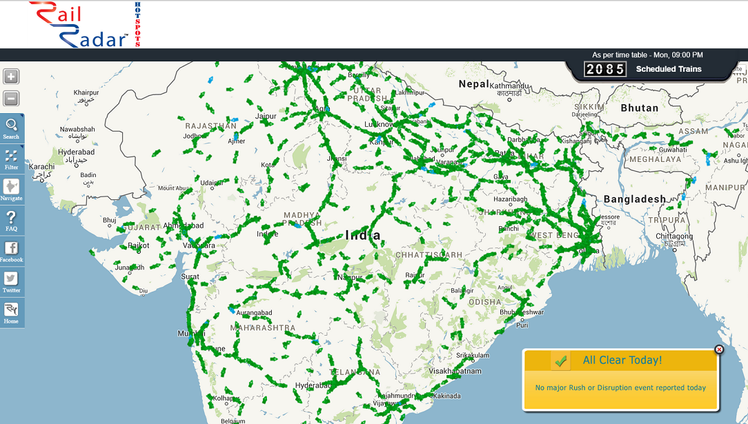 RailRadar Hotspots Live Train route tracker Train status on google