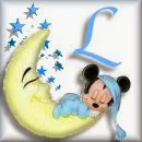 Alfabeto de Mickey Bebé durmiendo en la luna L.
