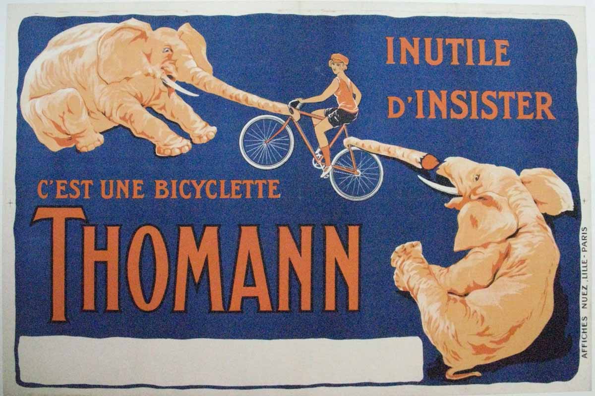 Plaque Vélo Ancienne Jean Thomann Paris - Années 1920/1950 - Laiton Rouge Doré Noir