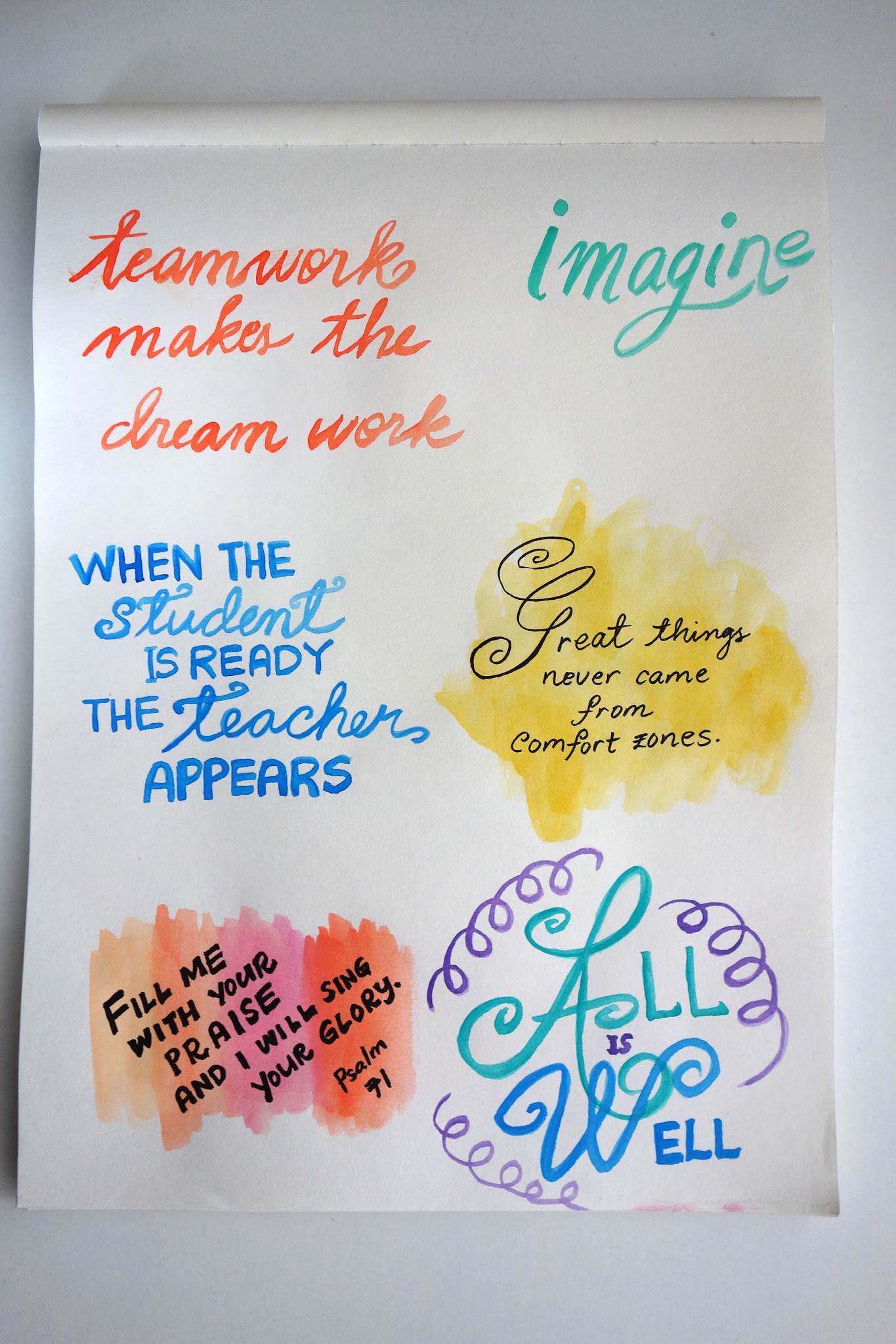 quote, brush lettering, quote, power words, Abbey Sy, penmanship, handwriting, colored pens, blah to TADA