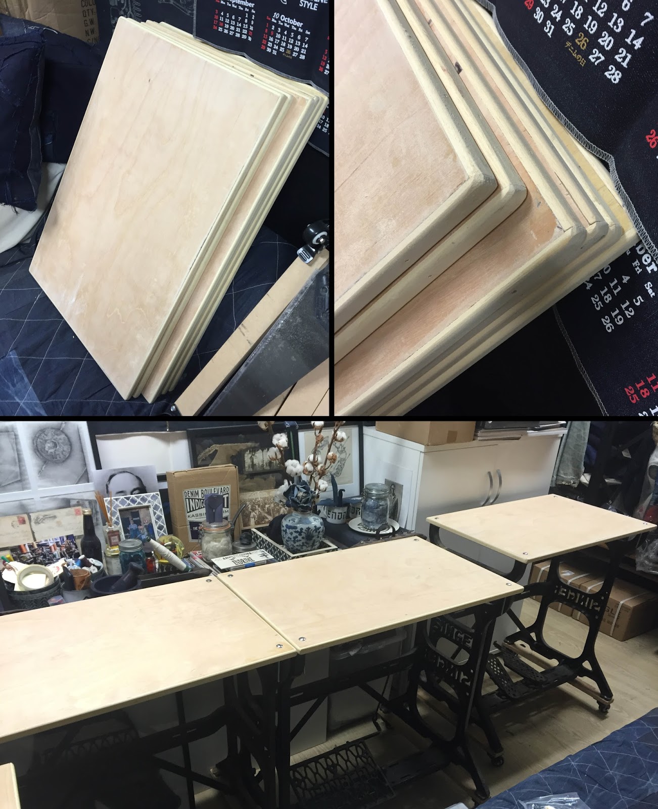 MOHSIN SAJID Vintage Industrial sewing machine table set up