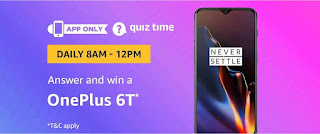 Amazon Quiz Answer & Win Oneplus 6T